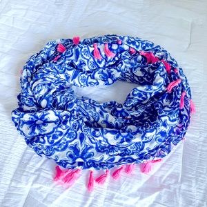 Lilly Pulitzer Riley Infinity Loop Scarf with Pink Tassels